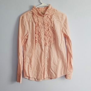 J.Crew Chevron Pleat Ruffle Front Striped Top